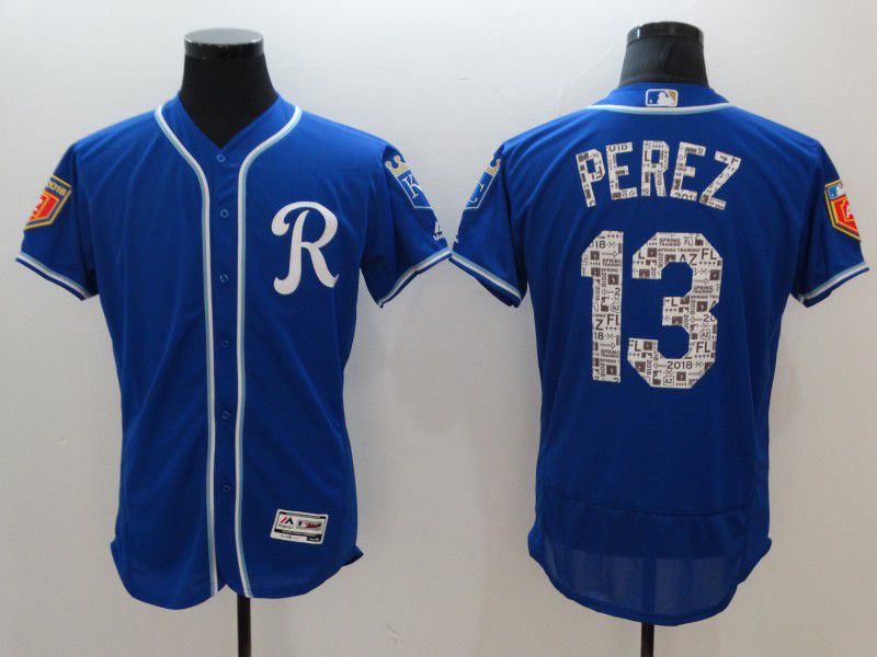 Men Kansas City Royals #13 Perz Blue Elite Spring Edition MLB Jerseys->kansas city royals->MLB Jersey